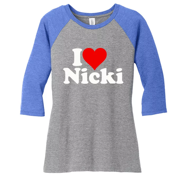 I Love Heart Nicki Women's Tri-Blend 3/4-Sleeve Raglan Shirt