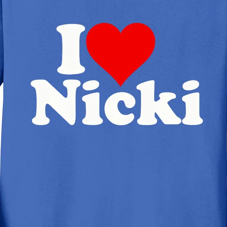 I Love Heart Nicki Kids Long Sleeve Shirt