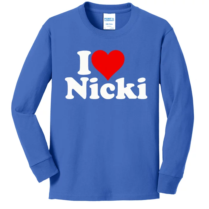 I Love Heart Nicki Kids Long Sleeve Shirt