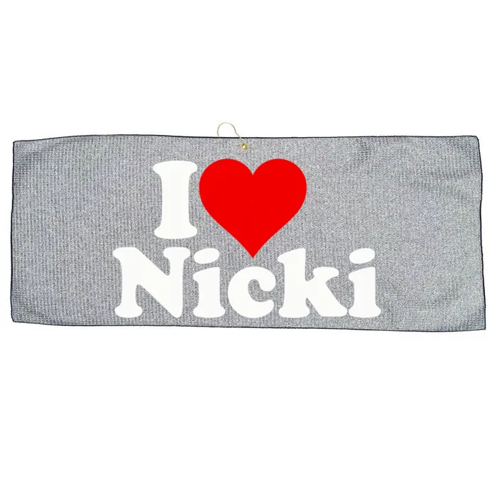 I Love Heart Nicki Large Microfiber Waffle Golf Towel