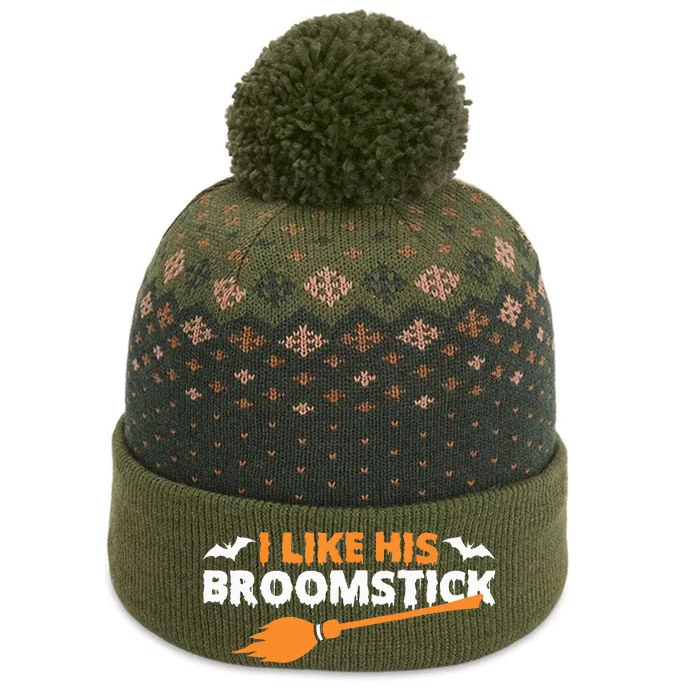 I Like His Broomstick Halloween Funny Couple Custome The Baniff Cuffed Pom Beanie