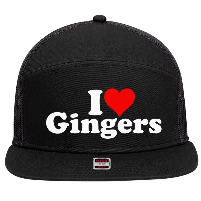 I LOVE HEART GINGERS REDHEADS RED HAIR 7 Panel Mesh Trucker Snapback Hat