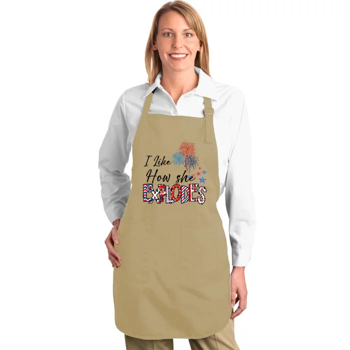 I Like How He Bangs I Like How She Explodes Couple July 4th Full-Length Apron With Pocket