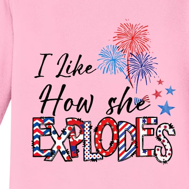 I Like How He Bangs I Like How She Explodes Couple July 4th Baby Long Sleeve Bodysuit