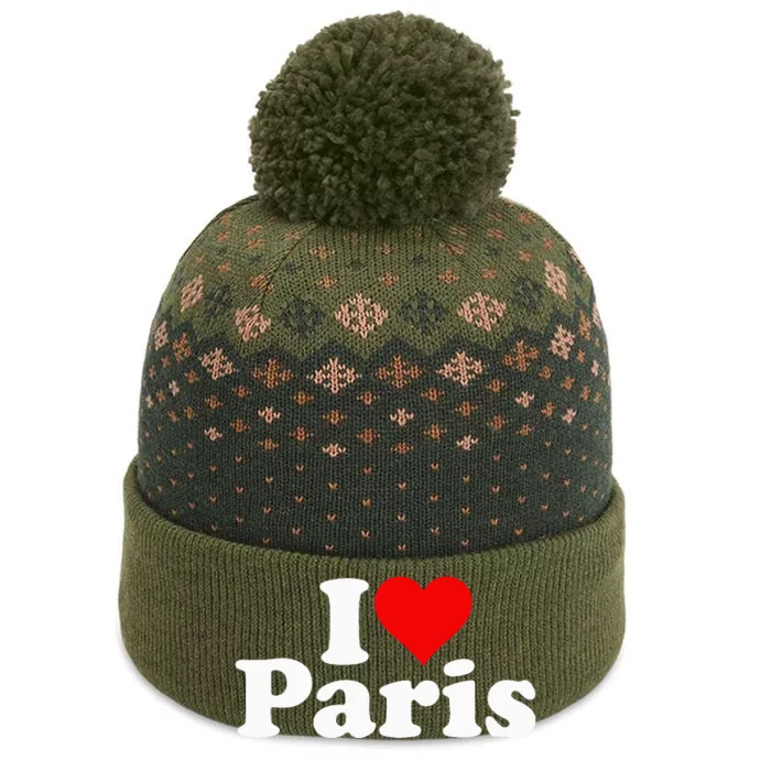 I LOVE HEART PARIS FRANCE The Baniff Cuffed Pom Beanie