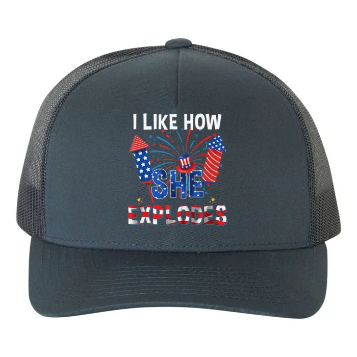 I Like How He Bangs I Like How She Explodes Couple 4th July Yupoong Adult 5-Panel Trucker Hat