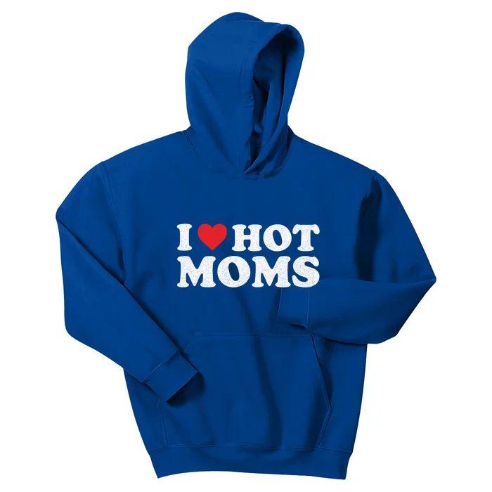 I Love Hot Moms Distressed Retro Vintage Design Gift Kids Hoodie