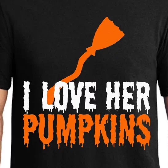 I Love His Broomstick I Love Her Pumpkins Halloween Couples Pajama Set