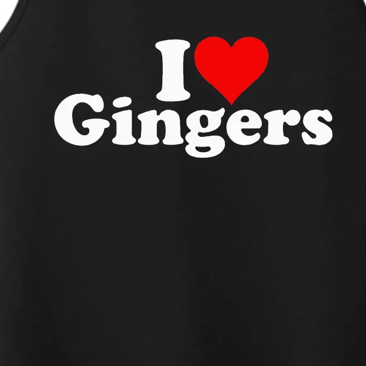 I LOVE HEART GINGERS REDHEADS RED HAIR Performance Tank