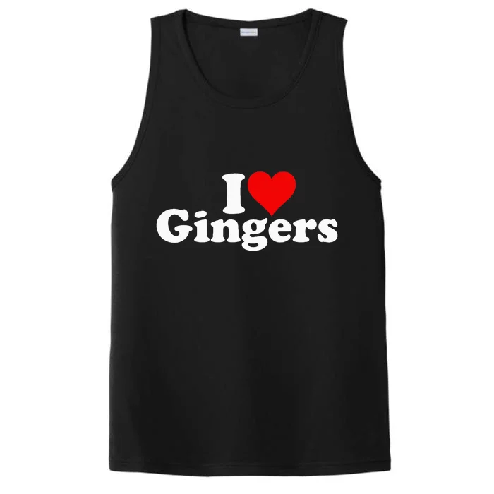 I LOVE HEART GINGERS REDHEADS RED HAIR Performance Tank