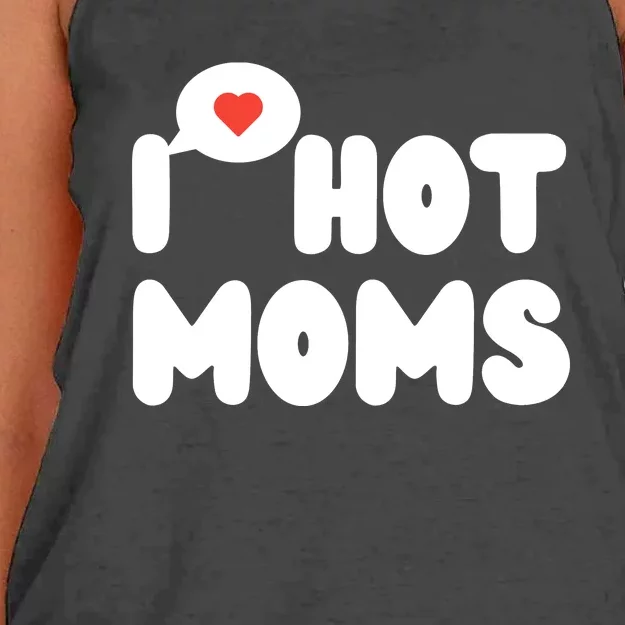 I Love Hot Moms Funny I Heart Hot Moms Women's Knotted Racerback Tank