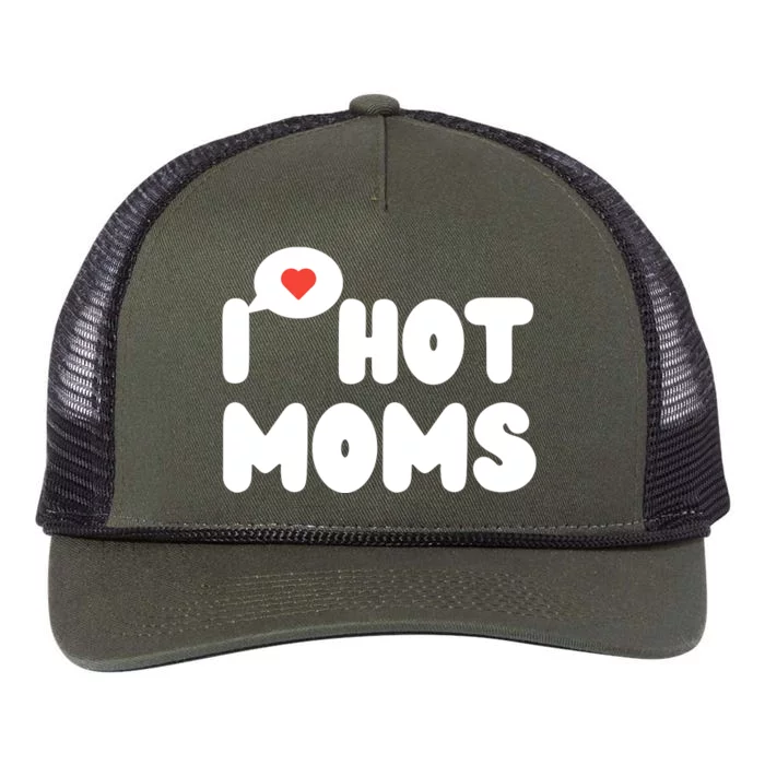 I Love Hot Moms Funny I Heart Hot Moms Retro Rope Trucker Hat Cap