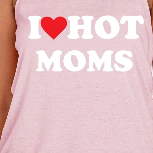 I Love Hot Moms Gift Women's Knotted Racerback Tank