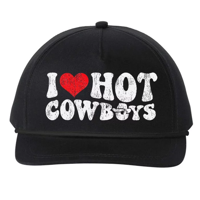 I Love Hot Cowboys Groovy Retro Vintage Country Western Snapback Five-Panel Rope Hat