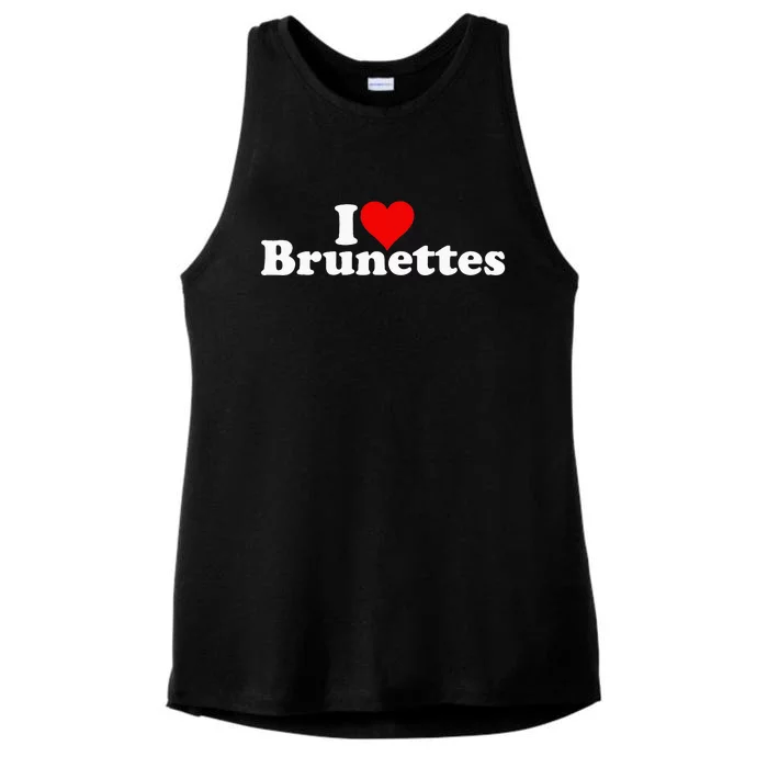 I Love Heart Brunettes Brunette Dark Hair Ladies Tri-Blend Wicking Tank