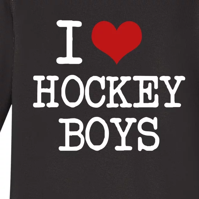 I Love Heart Hockey Funny Meme Baby Long Sleeve Bodysuit