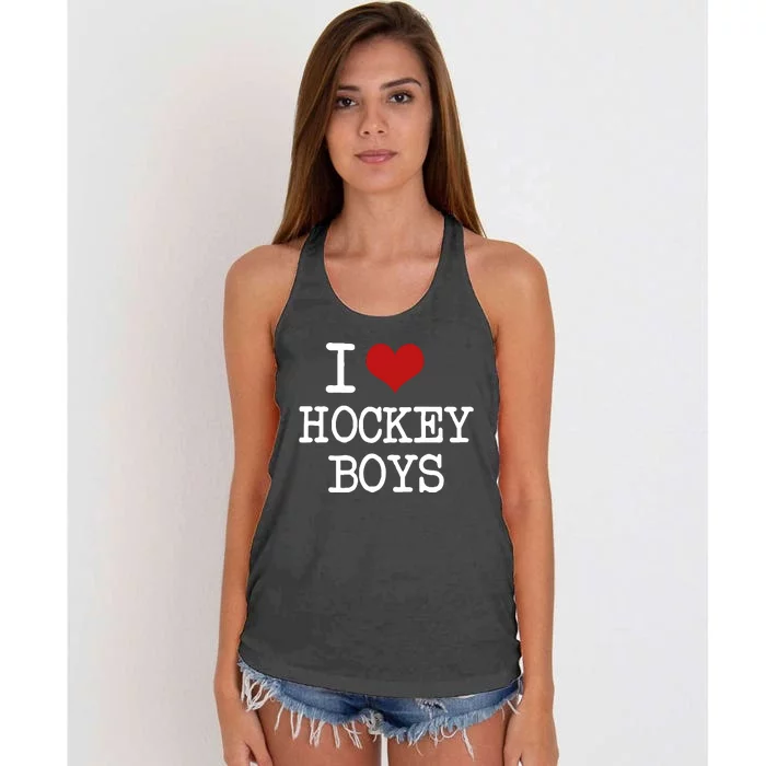 I Love Heart Hockey Funny Meme Women's Knotted Racerback Tank