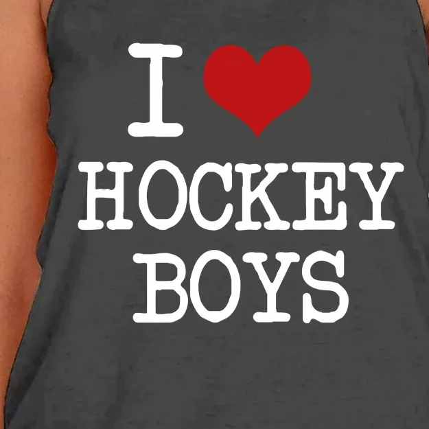 I Love Heart Hockey Funny Meme Women's Knotted Racerback Tank