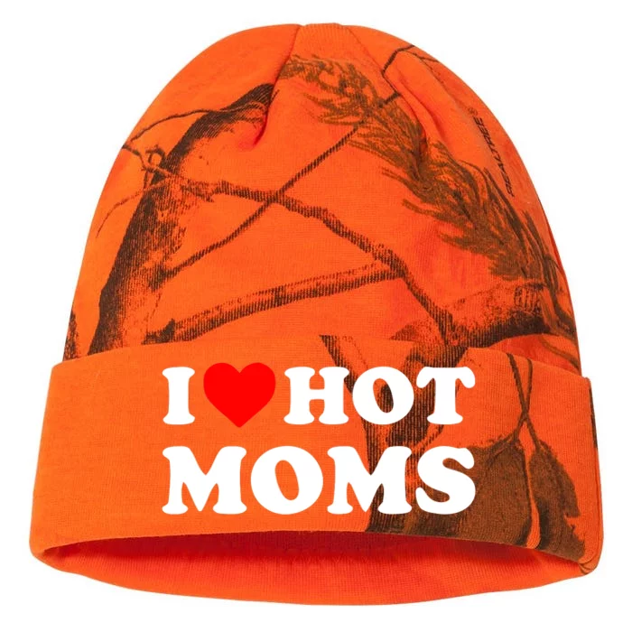 I Love Hot Moms Funny Red Heart Love Moms Kati - 12in Camo Beanie