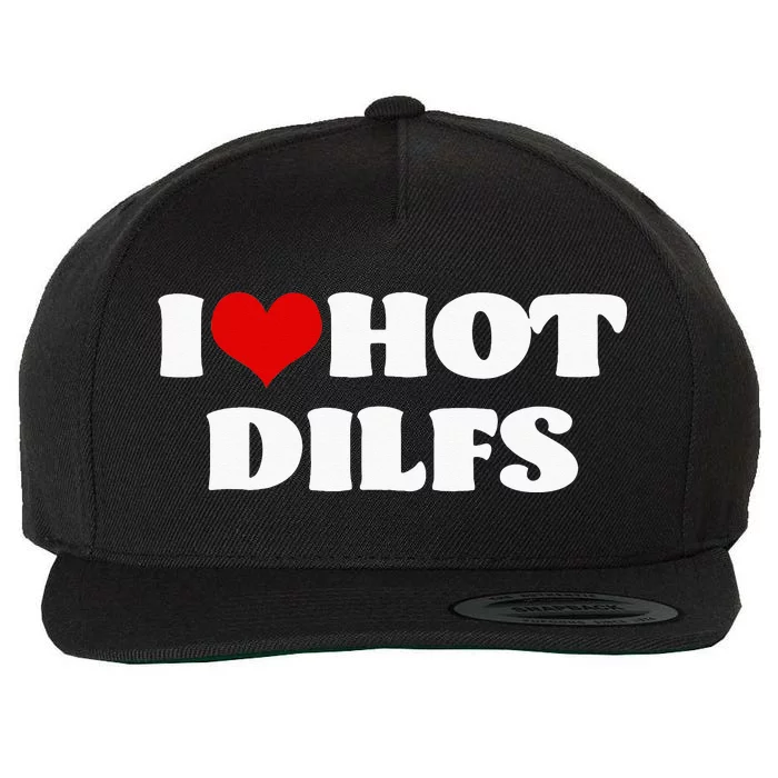 I Love Hot DILFS DILFS Red Heart Love DILFS Wool Snapback Cap