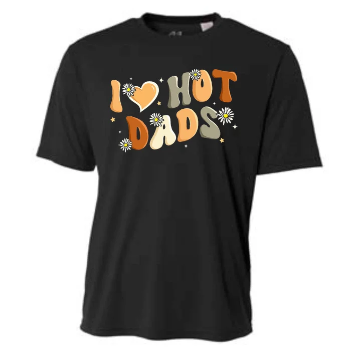 I Love Hot Dads Retro Funny Red Heart Love Dads Cooling Performance Crew T-Shirt