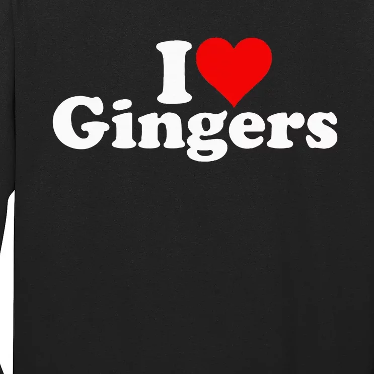 I Love Heart Gingers Redheads Red Hair Long Sleeve Shirt