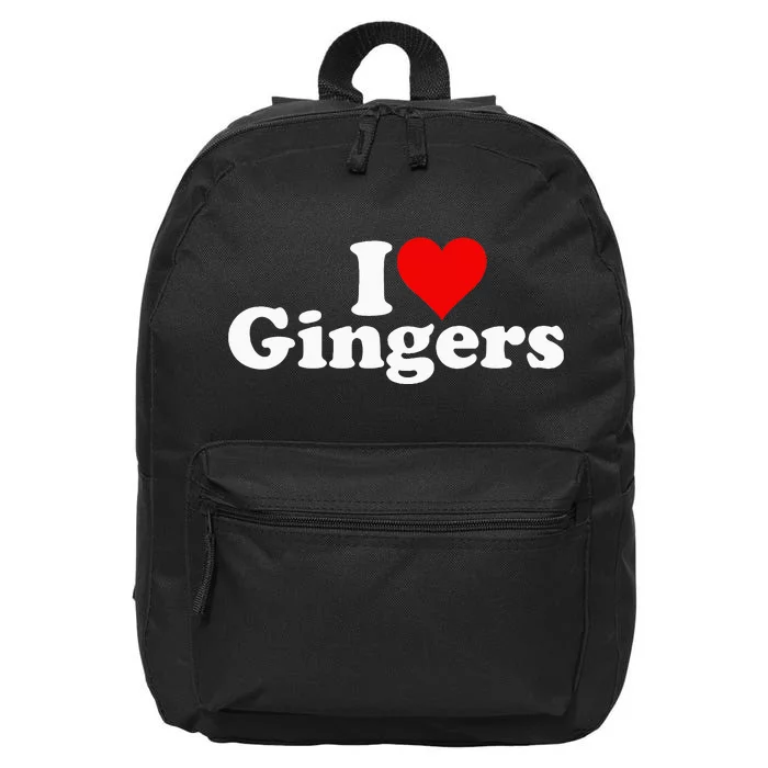 I Love Heart Gingers Redheads Red Hair 16 in Basic Backpack