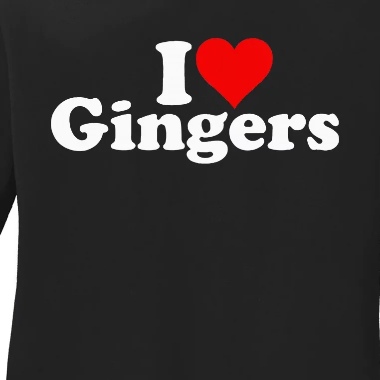 I Love Heart Gingers Redheads Red Hair Ladies Long Sleeve Shirt