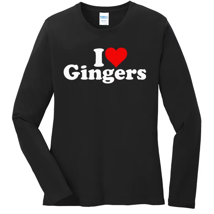 I Love Heart Gingers Redheads Red Hair Ladies Long Sleeve Shirt