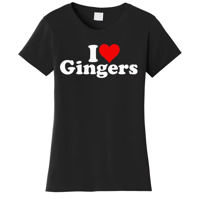 I Love Heart Gingers Redheads Red Hair Women's T-Shirt