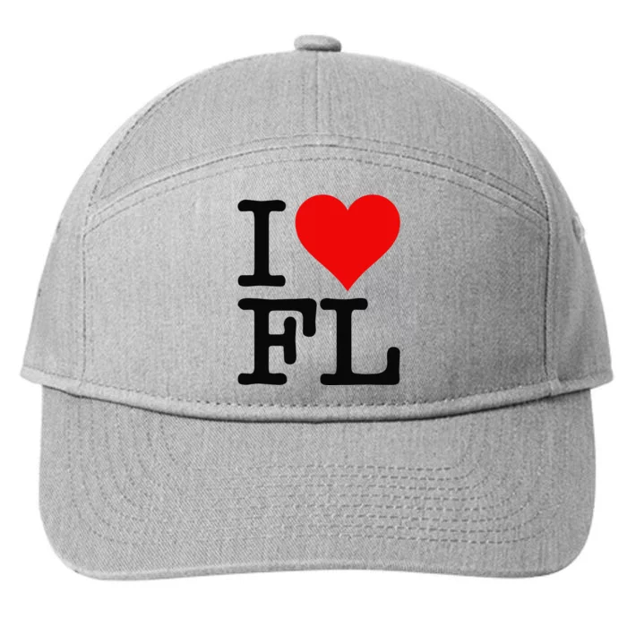 I LOVE HEART FLORIDA FL 7-Panel Snapback Hat