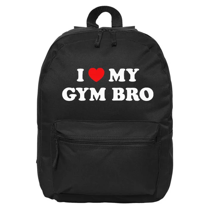 I Love Heart My Gym Bro Funny Fitness Workout 16 in Basic Backpack