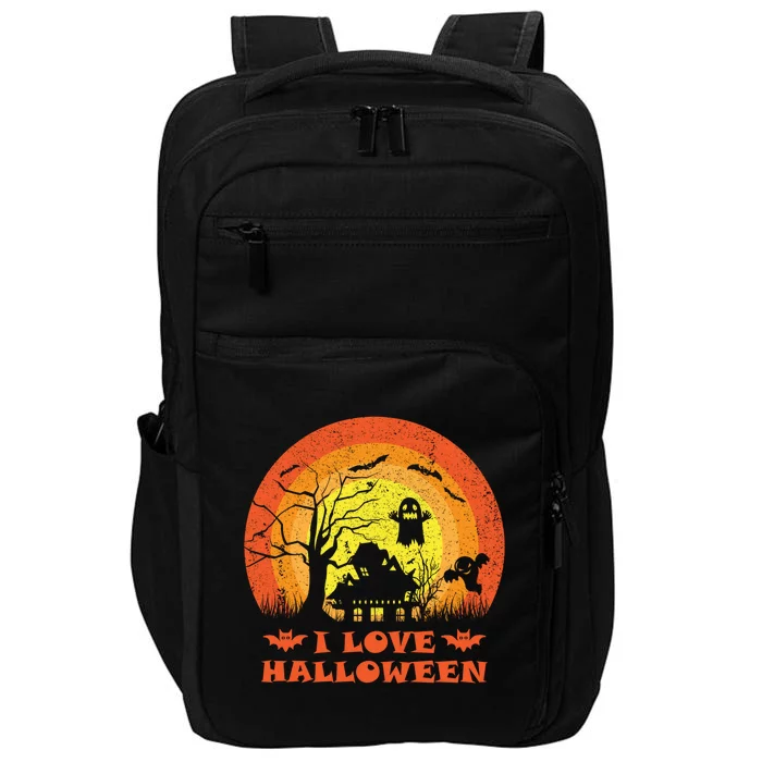 I Love Halloween Funny Vintage Halloween Pumpkin Gift Impact Tech Backpack