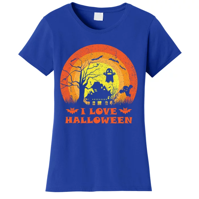 I Love Halloween Funny Vintage Halloween Pumpkin Gift Women's T-Shirt