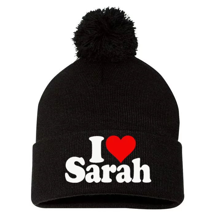 I Love Heart Sarah Pom Pom 12in Knit Beanie