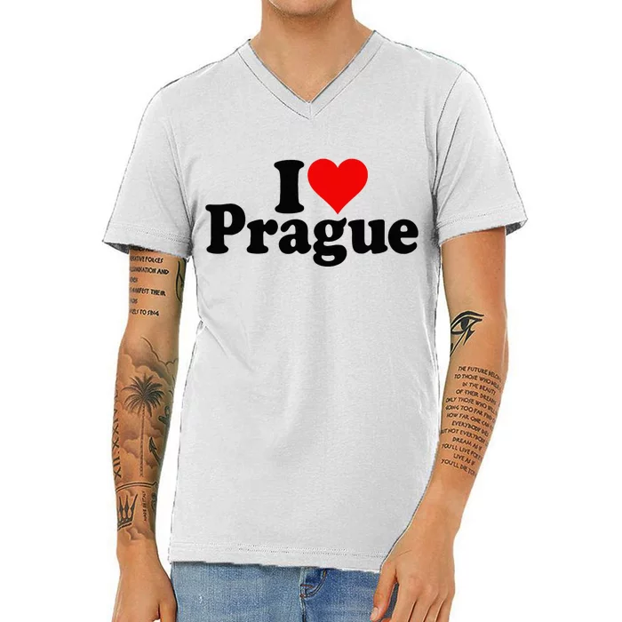 I Love Heart Prague Czech Republic Praha V-Neck T-Shirt