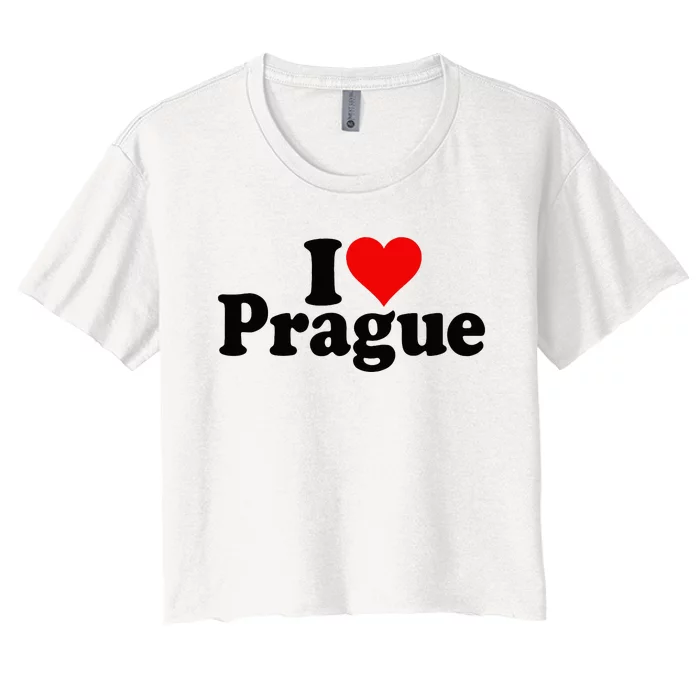 I Love Heart Prague Czech Republic Praha Women's Crop Top Tee