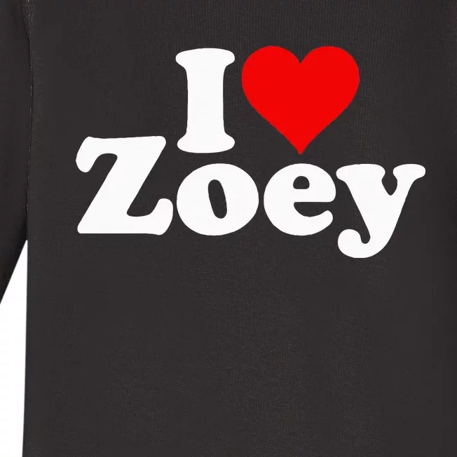 I Love Heart Zoey Zoe Baby Long Sleeve Bodysuit