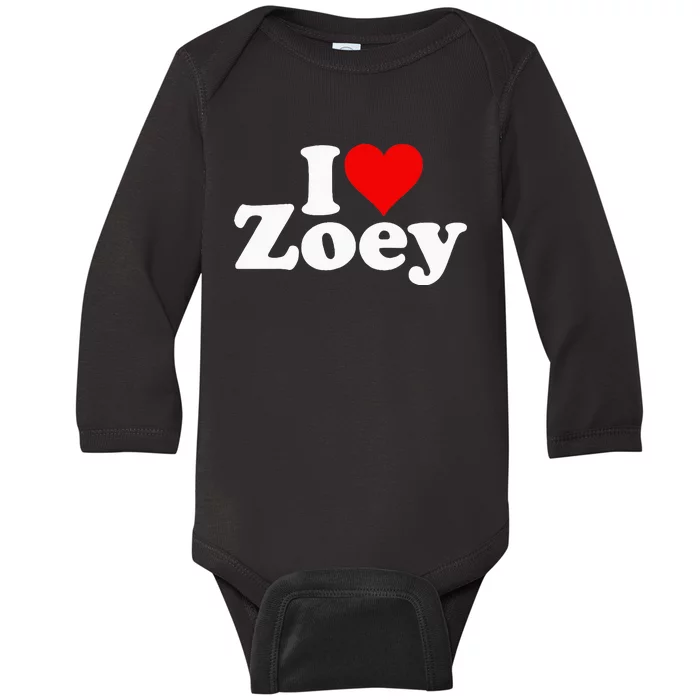 I Love Heart Zoey Zoe Baby Long Sleeve Bodysuit