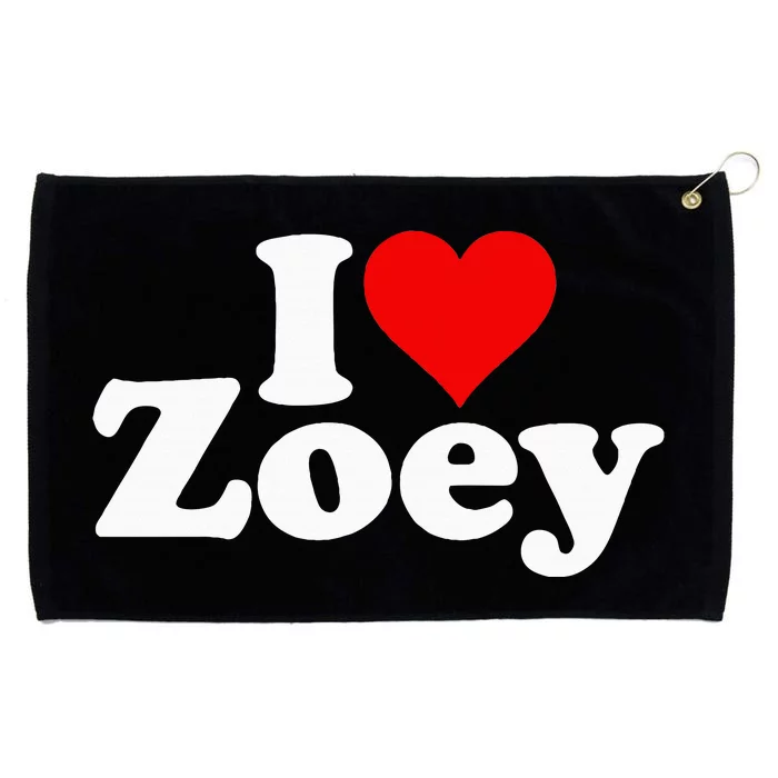 I Love Heart Zoey Zoe Grommeted Golf Towel