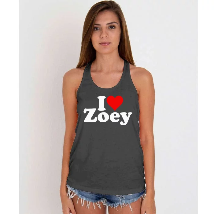 I Love Heart Zoey Zoe Women's Knotted Racerback Tank