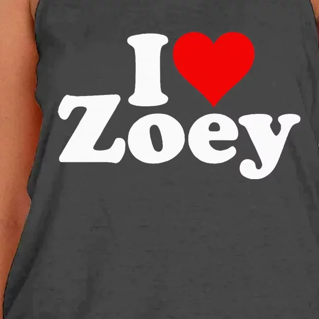 I Love Heart Zoey Zoe Women's Knotted Racerback Tank