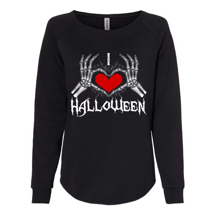 I Love Halloween Skeleton Heart Gift October Fall Gift Womens California Wash Sweatshirt