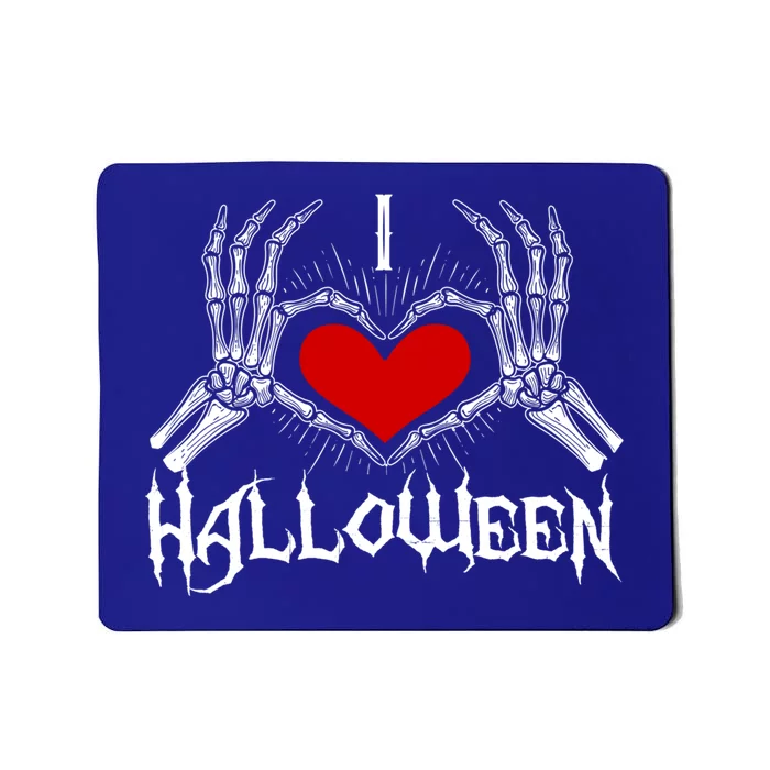 I Love Halloween Skeleton Heart Gift October Fall Gift Mousepad