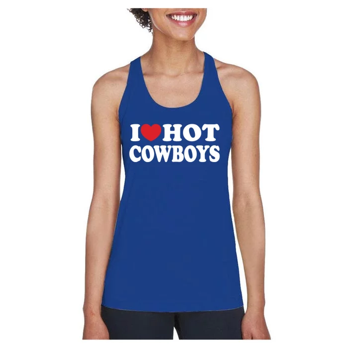 I Love Hot Cowboys Country Western Rodeo Lover Women's Racerback Tank