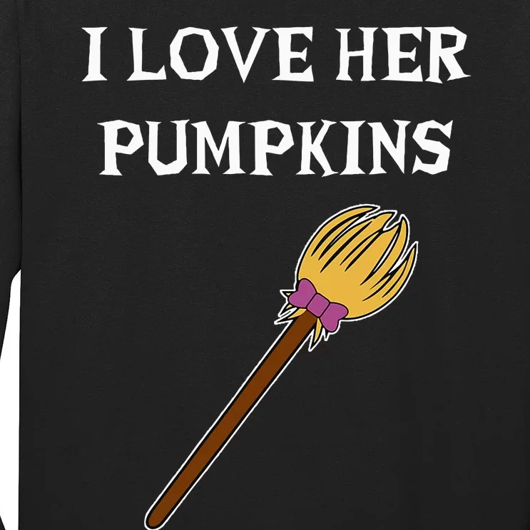 I Love Her Pumpkins Adult Matching Couples Halloween Costume Long Sleeve Shirt