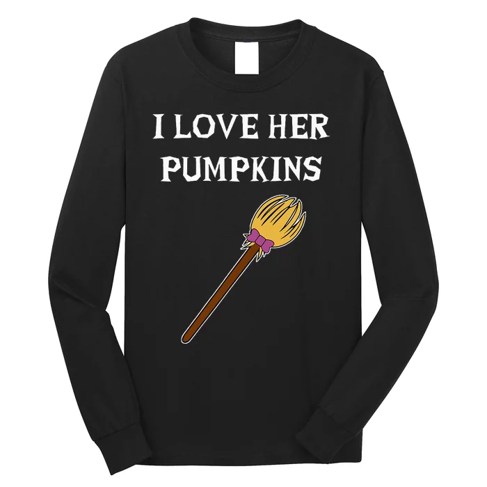 I Love Her Pumpkins Adult Matching Couples Halloween Costume Long Sleeve Shirt