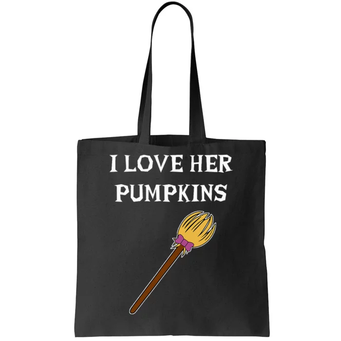 I Love Her Pumpkins Adult Matching Couples Halloween Costume Tote Bag