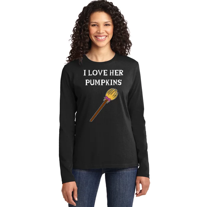 I Love Her Pumpkins Adult Matching Couples Halloween Costume Ladies Long Sleeve Shirt