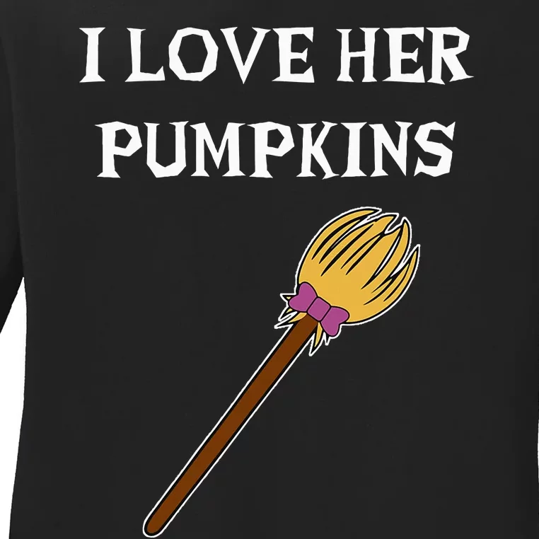 I Love Her Pumpkins Adult Matching Couples Halloween Costume Ladies Long Sleeve Shirt